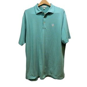 Peter Millar blue and‎ green striped men’s xl short sleeve polo